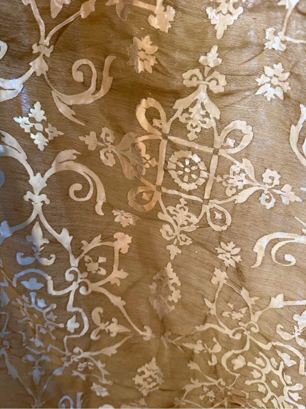 Elegant Beige Lace Sheer Curtain Set of 2 Panels - Home Accents - Picture 3 of 8